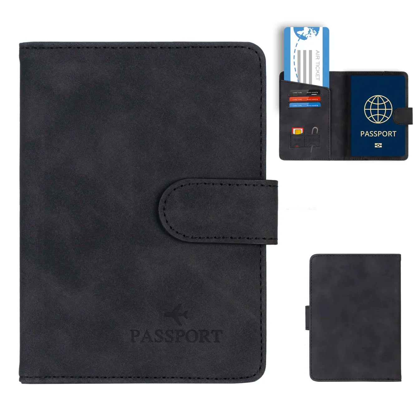 Simple Travel Passport Holder Cover Case Wallet RFID Blocking Business PU Leather Card Case Travel Accessories for Women Men